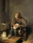 Gerard Ter Borch Boy Catching Fleas on His Dog Sweden oil painting artist